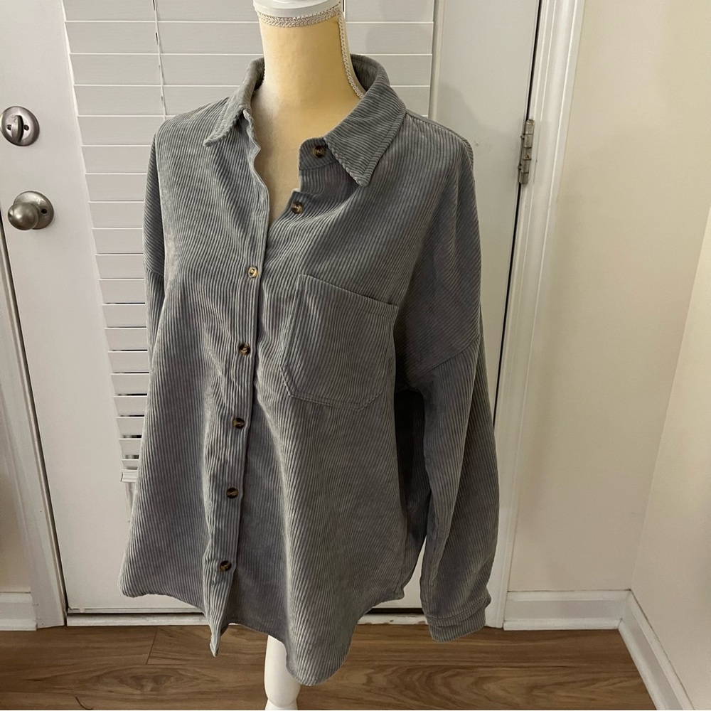 Grey Corduroy Shacket